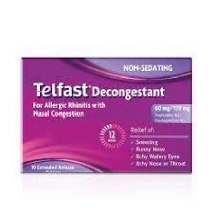 Picture of TELFAST DECONGESTANT 60/120MG 10 EXT. REL. TAB