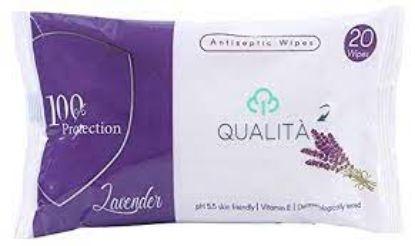 Picture of QUALITA ANTISEPTIC WIPES WITH WITH LAVENDER 20 PIECES