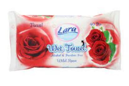 Picture of Lara Baby Soft Wet Towel Alcohol & Paraben Free Wild Rose-40 Pieces