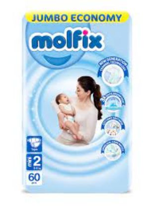 Picture of Molfix - Baby Diapers - Jumbo Pack - Mini Size 2 - 60 Pieces